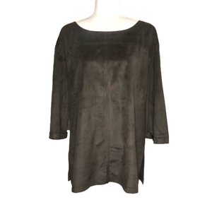 Tribal brown faux-suede top